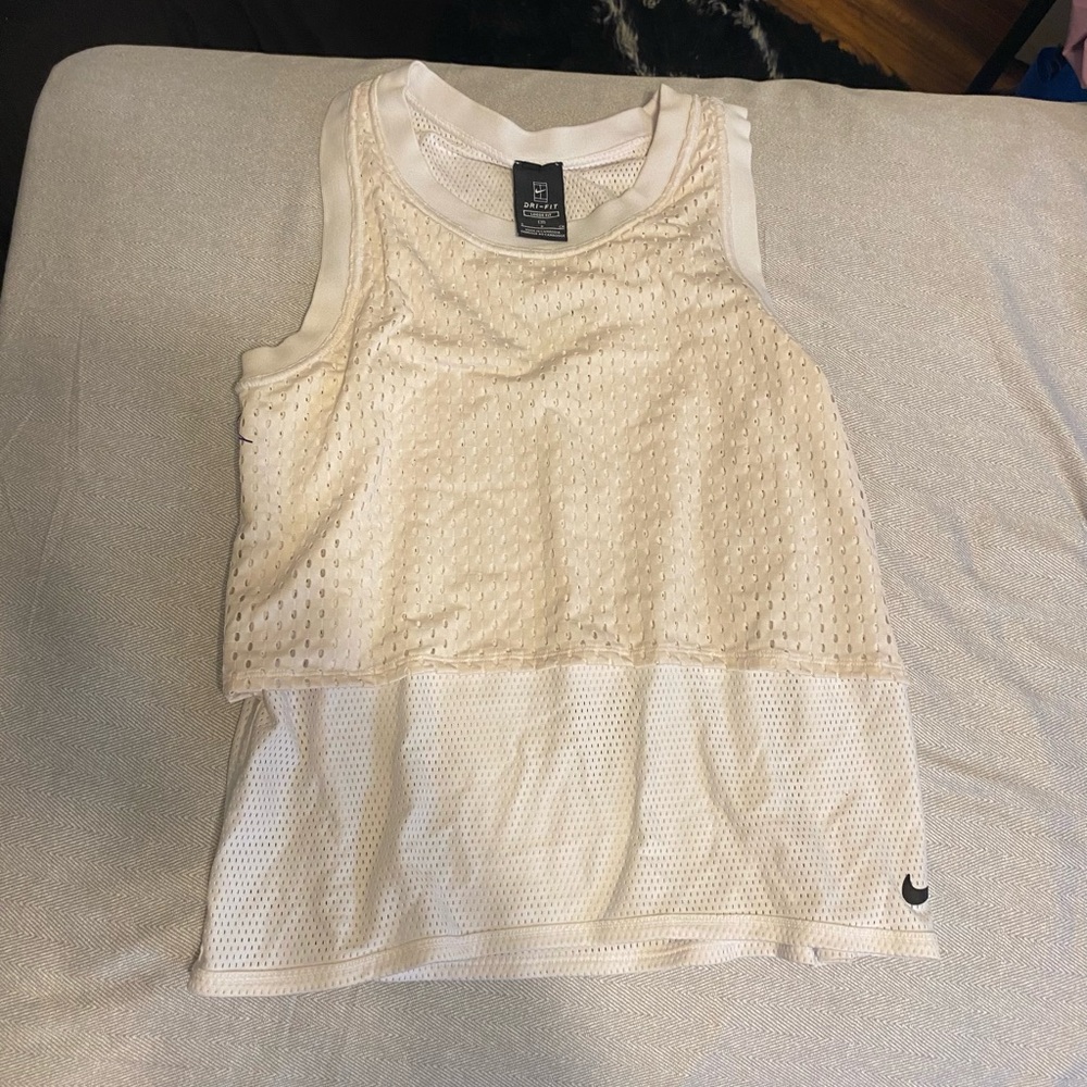 Nike Two-Tone Mesh Tank — White & Cream
